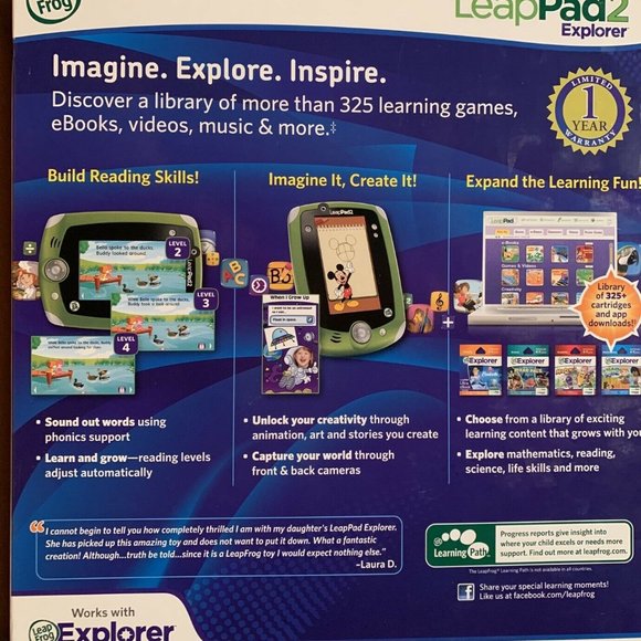 Leapfrog LeapPad 2 Explorer Game System Learning Tablet Green & Apps NEW Sealed - Picture 14 of 15